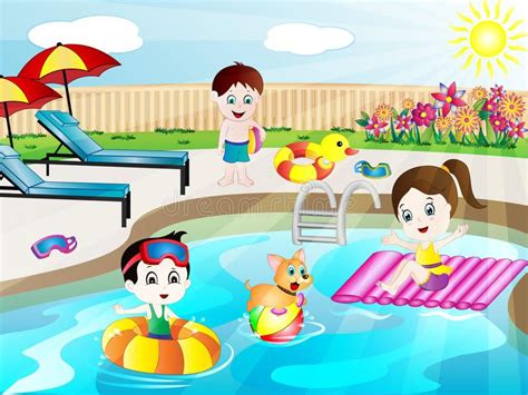 Summer Pool Cartoon