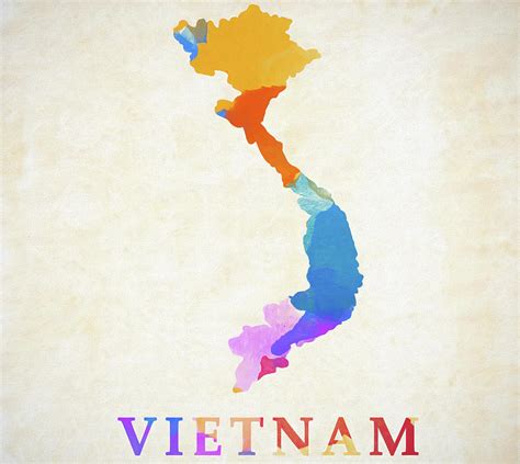 Vietnam Color Splash Map Painting by Dan Sproul - Fine Art America