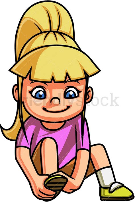 Little Girl Putting On Shoes Cartoon Vector Clipart - FriendlyStock