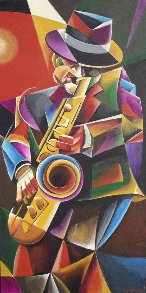 'Jazz Sax' Cubist painting by Bob Gregory www.artfxdesignstudios.com #cubist #art #jazz #sax # ...