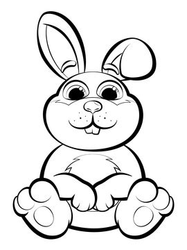 Rabbit jumping rope black and white clipart