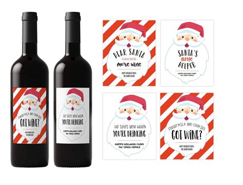 Santa Christmas Wine Labels Set - Editable - Elva M Design Studio