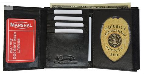 Badge Holder Wallet Genuine Leather Black Police Fire Sheriff Security ID Shield - For Sale ...