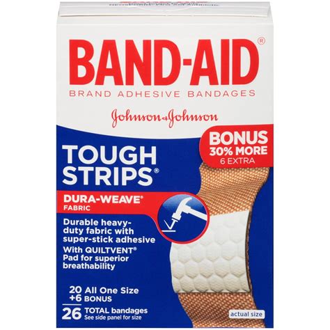 Band-Aid Brand Tough Strips Adhesive Bandage, All One Size, 20+6 ct - Walmart.com - Walmart.com