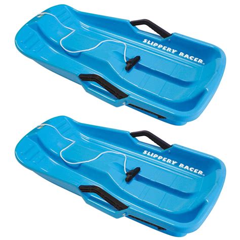 Slippery Racer Downhill Thunder Kids Toddler Plastic Toboggan Snow Sled (2 Pack) - Walmart.com