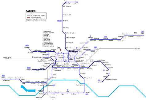 Mapa del Tranvía de Zagreb para Descarga Gratuita