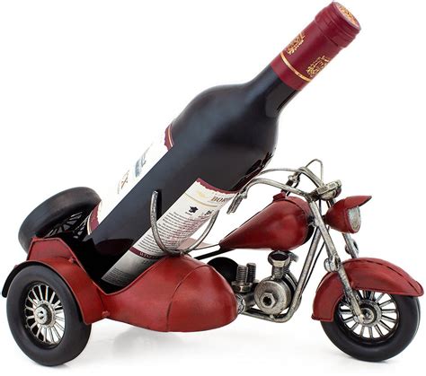 BRUBAKER Wine Bottle Holder "Vintage Motorcycle with Sidecar" Hand-Pai