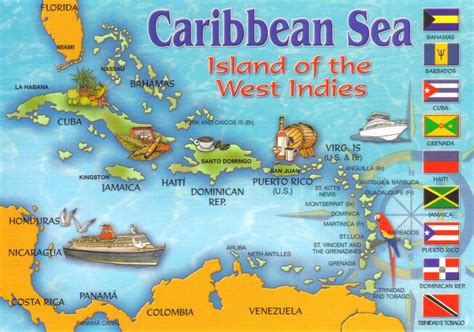 Caribbean Sea map postcard - a photo on Flickriver