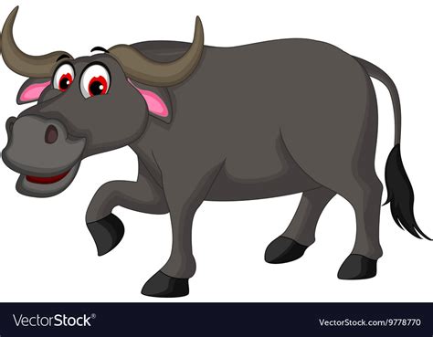 Cute buffalo cartoon Royalty Free Vector Image