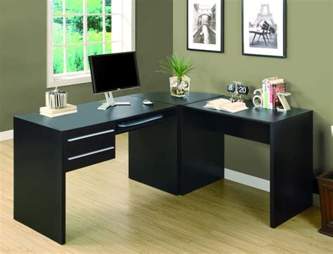 Modern Cappuccino L-Shaped Desk with Two Drawers & Keyboard Tray – ComputerDesk.com