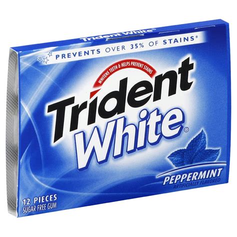 Trident White Gum, Sugar Free, Peppermint, 12 pieces