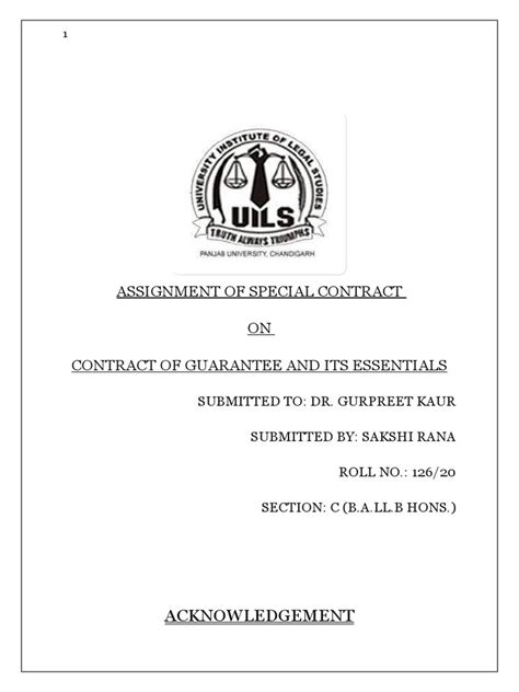 Contract of Guarantee and Its Essentials | PDF | Guarantee | Law Of Obligations