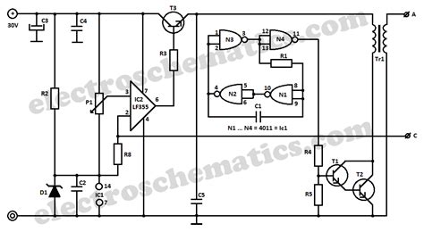 High Voltage Converter Circuit - ElectroSchematics.com