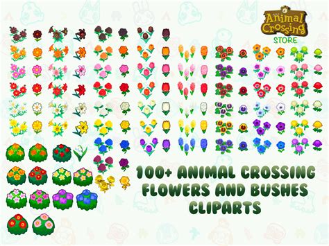 100 Clipart Animal Crossing New Horizons Flowers and Bushes - Etsy Ireland