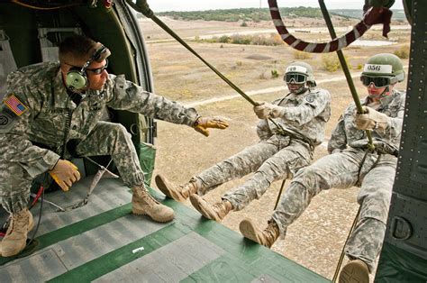 Fort Hood Air Assault School conducts rappel testing out of UH-60 Black ...