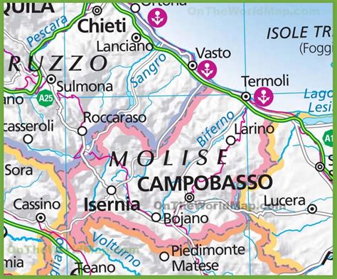 Large map of Molise - Ontheworldmap.com