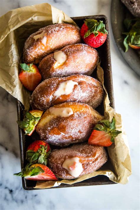 Strawberry Custard Filled Donuts - The Seaside Baker