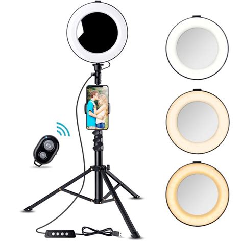 Light Rings with Stand,Photography Lighting,Adjustable Led Ring Light Mirror with Tripod Stand ...