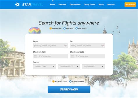 StarTravel - Online Booking/Travel Responsive HTML - Awwwards Honorable ...