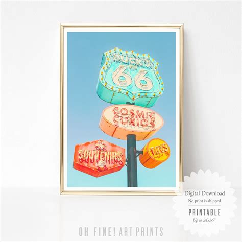 Vintage Route 66 Sign Photo Printable Art Mid Century Modern - Etsy