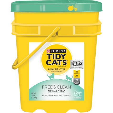 Purina Tidy Cats Clumping Cat Litter, Free & Clean Unscented Multi Cat Litter, 35 lb. Pail ...