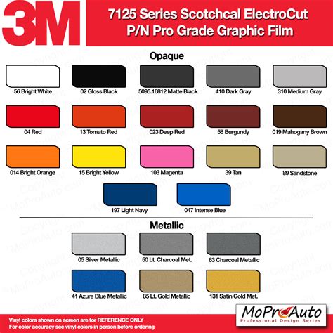 3m Reflective Vinyl Color Chart