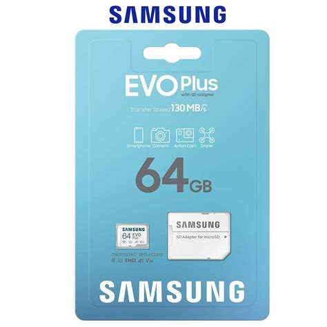 Micro SD Card 64GB Samsung Evo Plus micro SDXC Class 10 Camera Memory 130MB/s