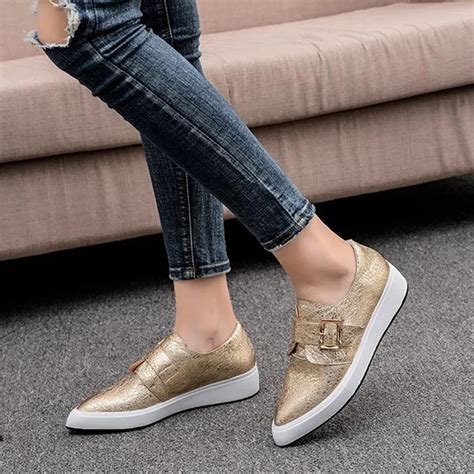 Fashion casual flat shoes White, gold Women's shoes Spring and autumn ...