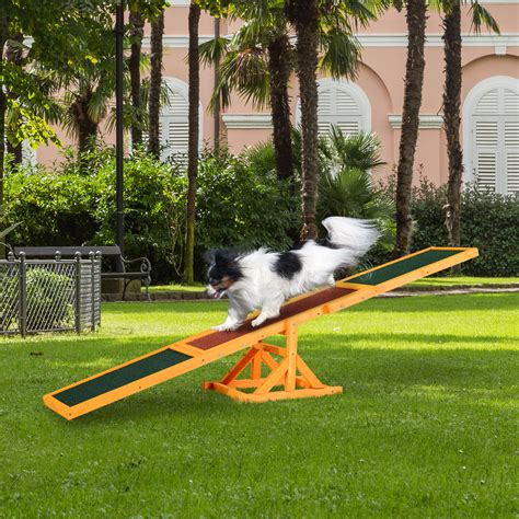 PawHut Wooden Dog Agility Seesaw for Training and Exercise Platform ...