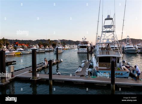 Herradura, Costa Rica - February 25: Beautiful fishing boats docked at ...