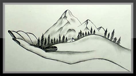 How To Draw Mountains With Pencil Easy / This indent should form naturally between the two ...