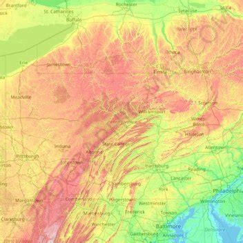 Pennsylvania topographic map, elevation, relief