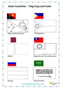 Color & Copy The Asian Flags - Free Coloring pages - Mom'sEquation