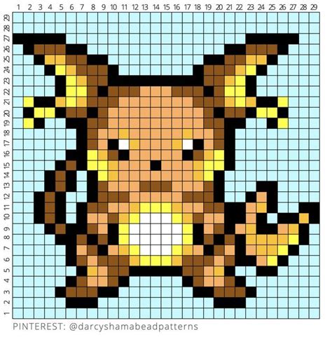 Raichu Pattern #29x29 | Pixel art pokemon, Pixel pattern, Pokemon cross stitch