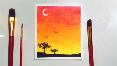 Abstract Sunset Acrylic Painting on Canvas Paper Acrylic Art ...