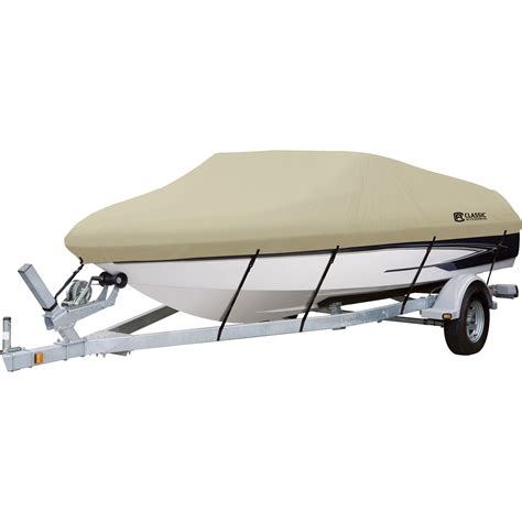 Classic Accessories DryGuard Waterproof Boat Cover — Tan, Fits 14ft ...