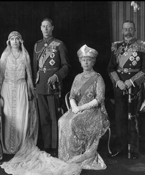 King George V and Queen Mary in the wedding day of future George VI and Lady Elizabeth Bowes ...