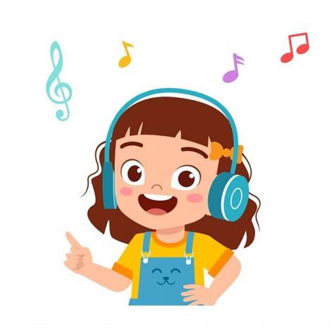 Happy Cute Kid Girl Listen Good Music | Cute kids, Kindergarten artwork, Kids clipart