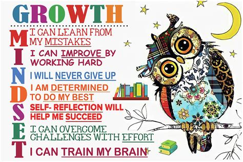 Owl Growth Mindset Owl I Can Train My Brain Paper Poster No Frame Matte ...