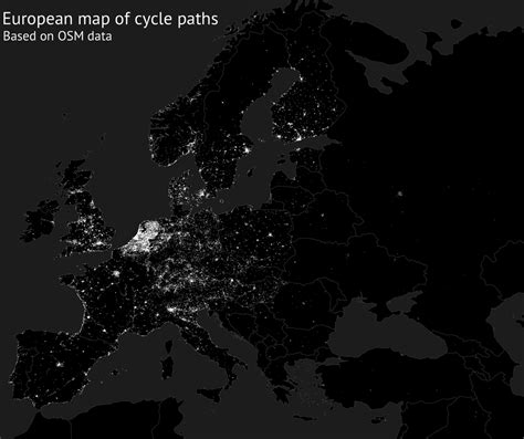 European map of cycle paths : openstreetmap