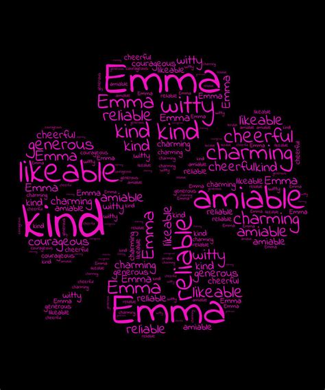 Emma name gift with lucky charm cloverleaf word Digital Art by Norman W ...