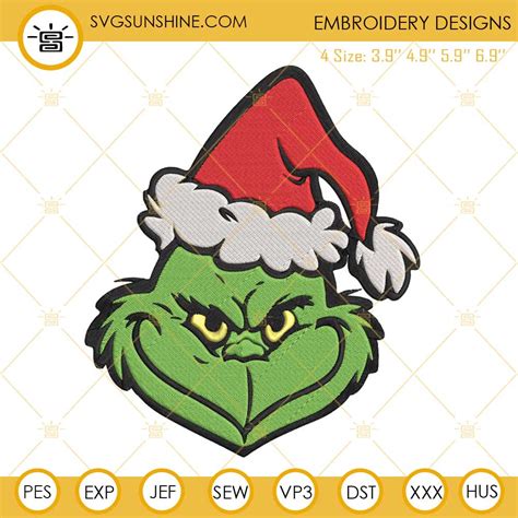 Grinch Face Machine Embroidery Design File