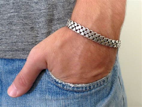 Men Silver Bracelet - Men Chain Bracelet - Men ... - Artmosfair