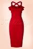 50s Mandy Pencil Dress in Dark Red