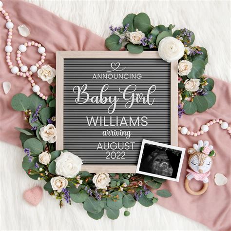 Edit Yourself Baby Girl Announcement for Social Media - Etsy