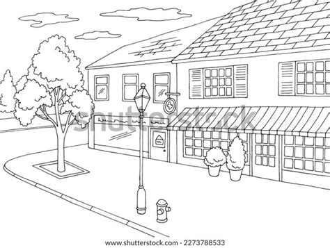 Street Graphic Black White City Landscape Stock Vector (Royalty Free ...