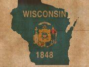 Wisconsin State Flag Map Outline With Founding Date on Worn Parchment Background Greeting Card ...