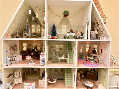 Interior view of our dollhouse shops decorated for the holidays ...