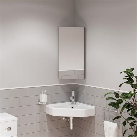 Single Door Corner Bathroom Mirror Cabinet Cupboard Stainless Steel ...