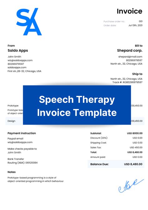 Psychotherapy Invoice Template